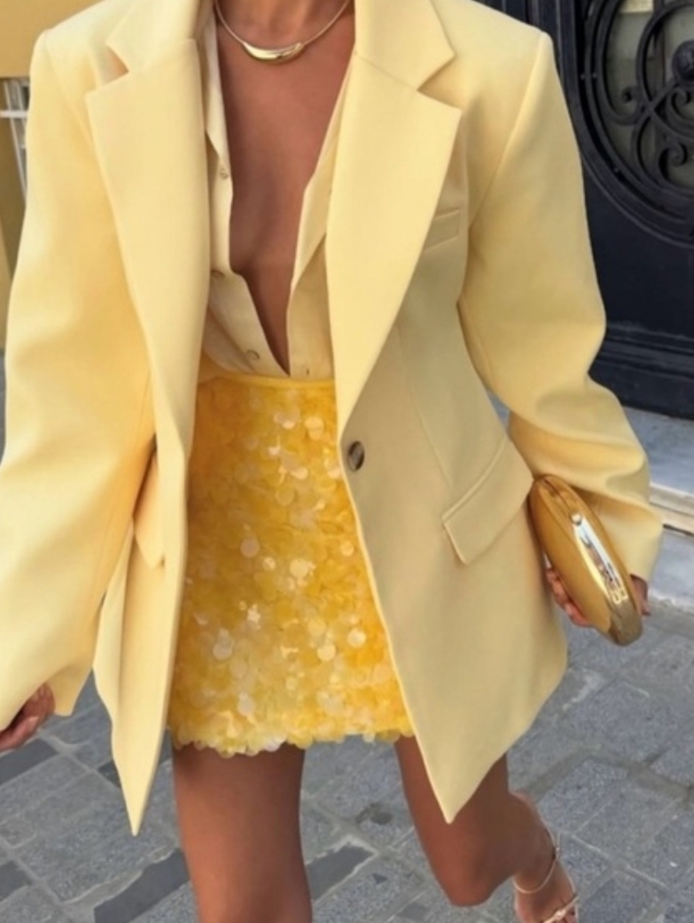New Zara Sequinned High Waist Yellow Short Mini Skirt 3920/221/300 Medium NWT - Picture 6 of 7